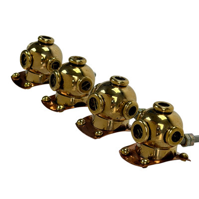Poignées de tiroir en laiton poli, motif casque de scaphandrier, lot de 4, hauteur 3,2 cm (1,25 pouce).