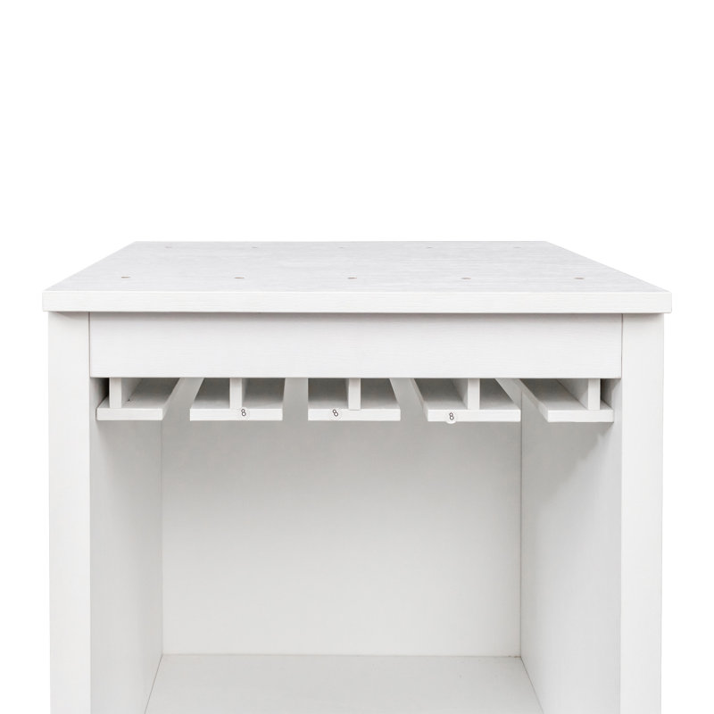 WHITE Color Modular Wine Bar Cabinet With Storage Shelves With Hutch For Dining Room