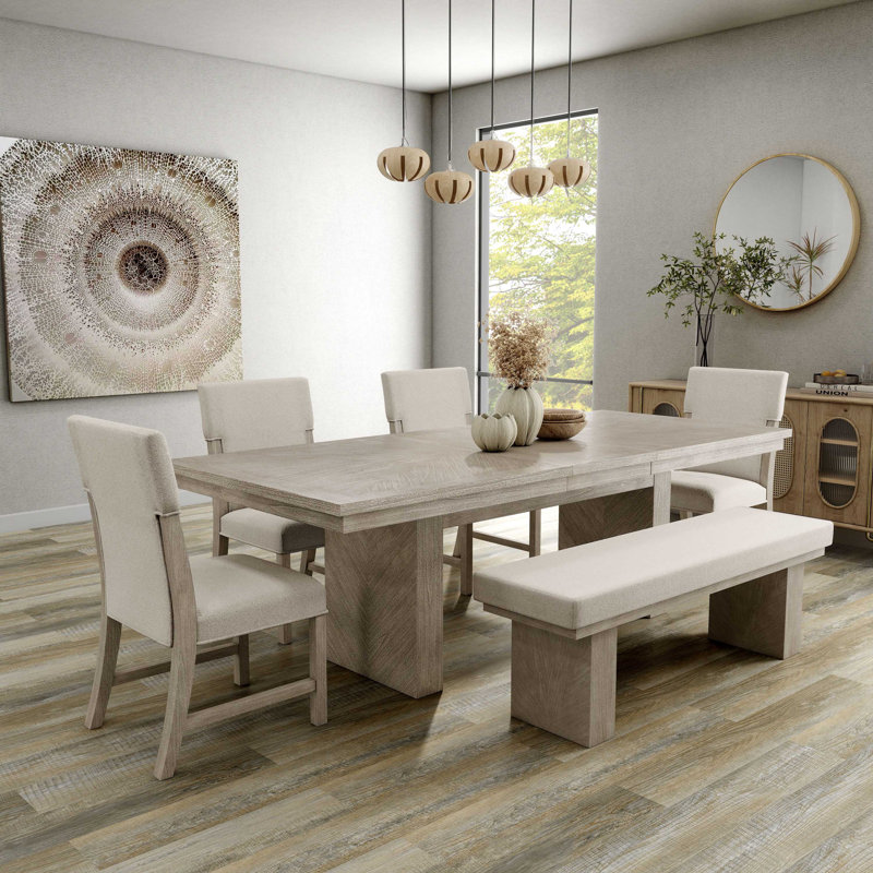 Ensemble de table de salle à manger extensible 6 pièces Bartel