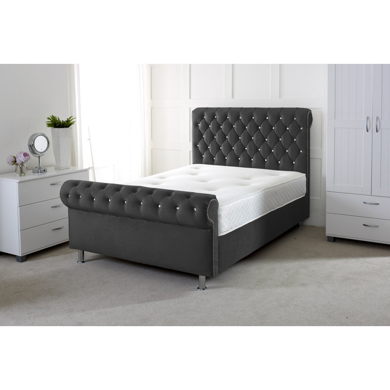 Charity Upholstered Bed, Double (4'6), Black