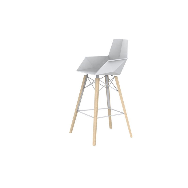 Tabouret de bar avec accoudoirs Faz Wood - ensemble de 4 - Basic / Injection, Blanc / naturel
