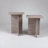 Travertine Look Square Nesting Coffee Table Set of 2 Modern Small End Table for Living Room