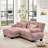 Cloud Couch Sectional Sofa For Living Room, Chenille 2 Seater Sofa With 2 Lumbar Pillows And 2 Throw Pillows , Upholstered Wide Arm Sofa With Convertible Ottoman,Chenille Pink-1313671195