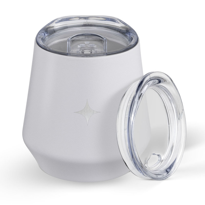 Verre à vin sans pied JoyJolt avec 2 couvercles, 12 oz, Blanc