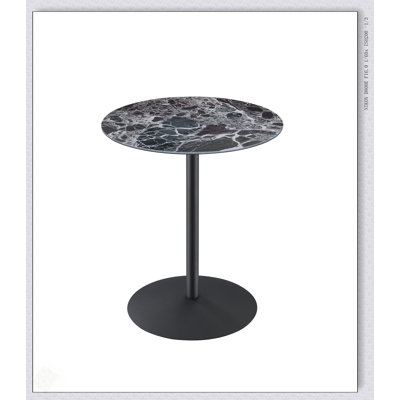 Circa 17.5 Inch End Table With Durable Black Marble Textured Top, Perfect For Modern And Compact Spaces