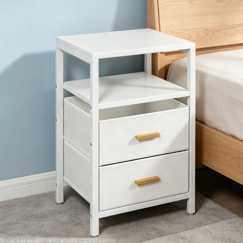 Table de chevet avec 2 tiroirs, table de chevet, table de bout moderne pour la chambre à coucher