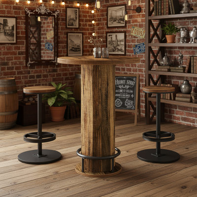 Ensemble de table de bar ronde, bar maison de ferme avec 2 tabourets de bar