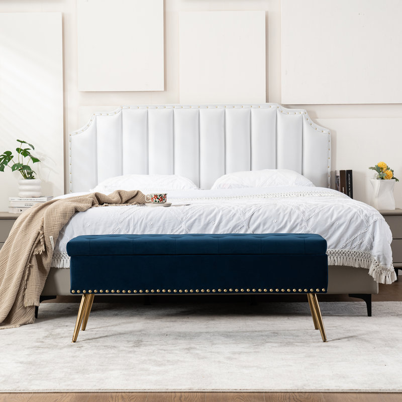Storage Bench, Navy, 18" H x 46" W x 15.5" D