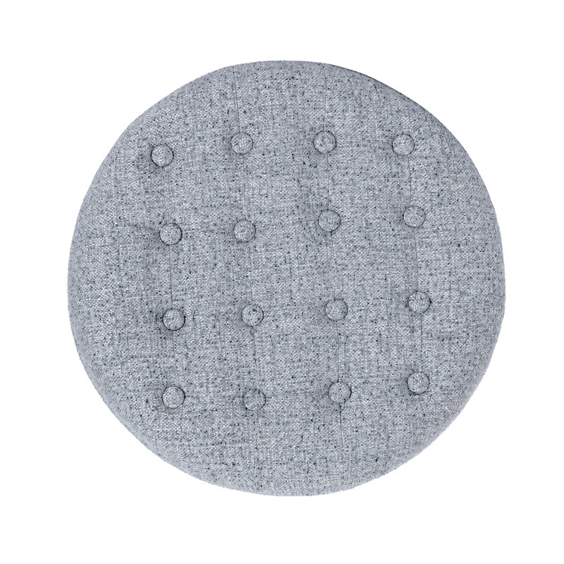 Pouf de rangement rond - Tissu tissé bleu-gris, Bleu gris tissé