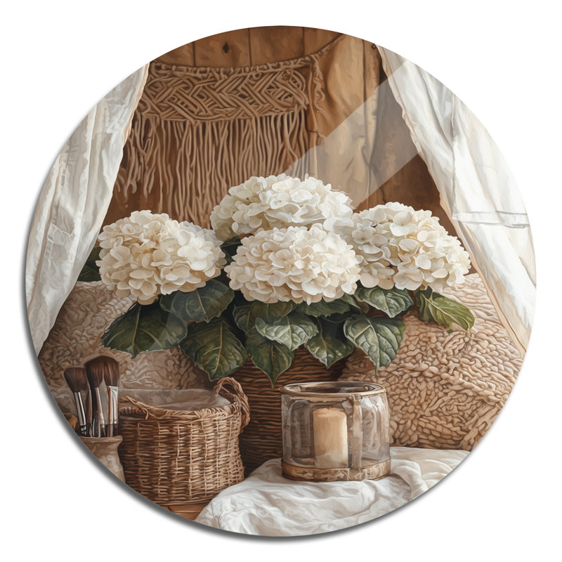 Boho Hydrangeas par The Boho Tent II - impression de décoration murale traditionnelle en métal blanc, H 36 po x l 36 po