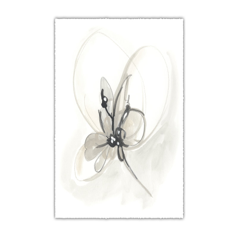 Neutral Floral Gesture VI - Wrapped Canvas Print, 91cm H x 61cm W