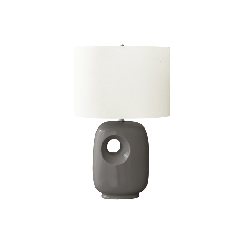 Lighting, 26 po, lampe de table, céramique, abat-jour ivoire / crème, contemporain, moderne, Gris foncé