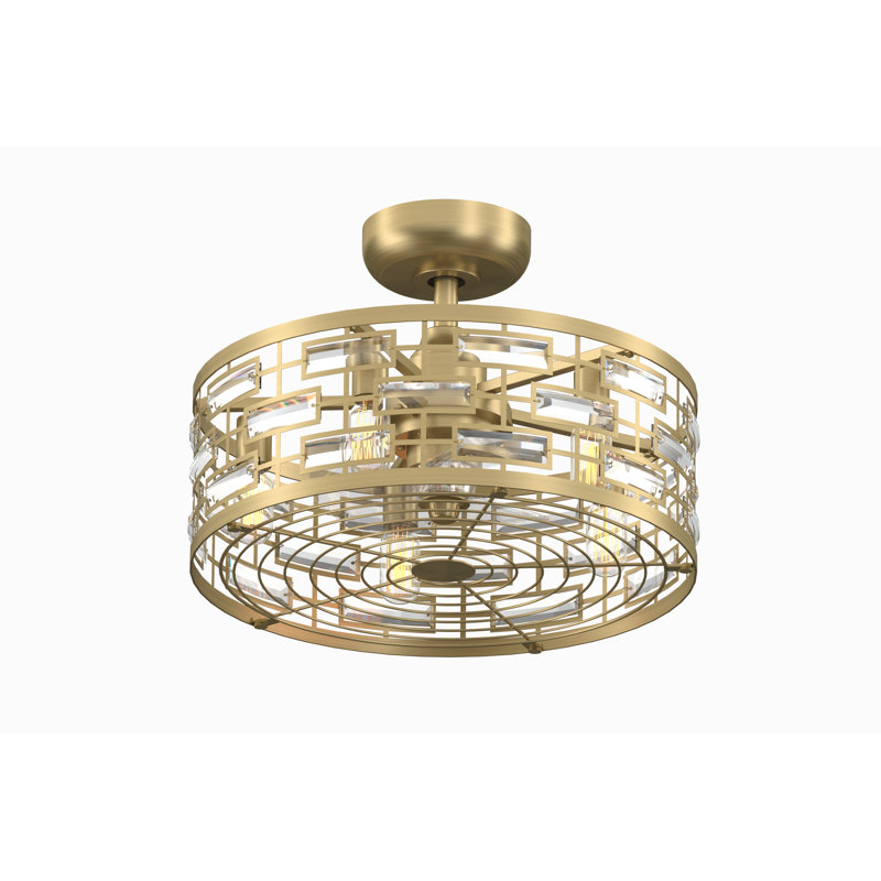  Klout 22 inch Indoor Ceiling Fandelier with LED Light Kit and Remote Control - Satin Brass with Clear blades