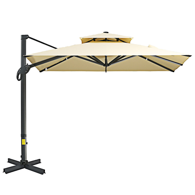 Parasol suspendu en porte-à-faux, L 9,82 po x P 9,82 po, Beige