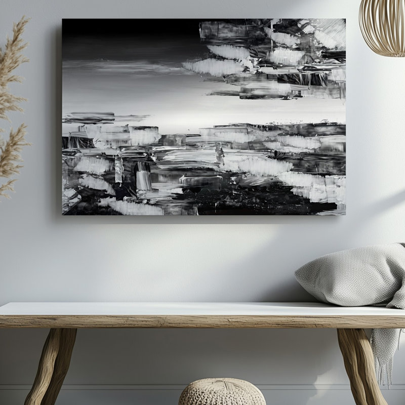 Reproduction d'art sur toile, "Mon art abstrait", avec une combinaison dynamique d'art mural noir blanc et nuances de gris