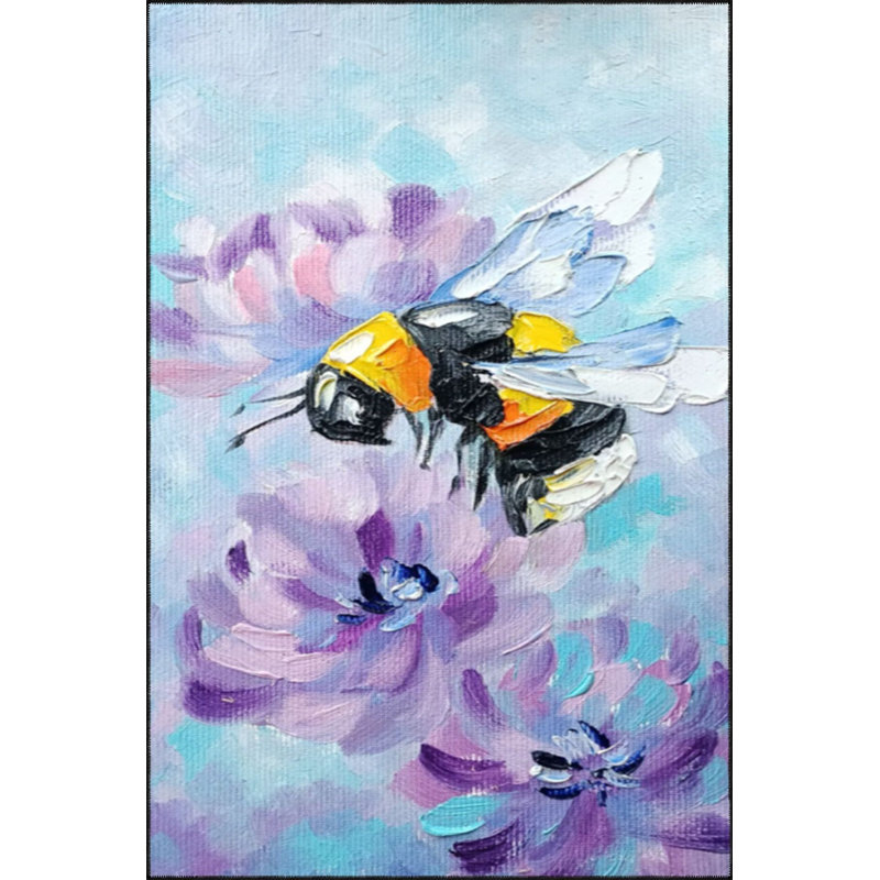 Tapis tissé à motif abeille lavable à la machine, Rectangle 4 pi 7 po x 6 pi 7 po