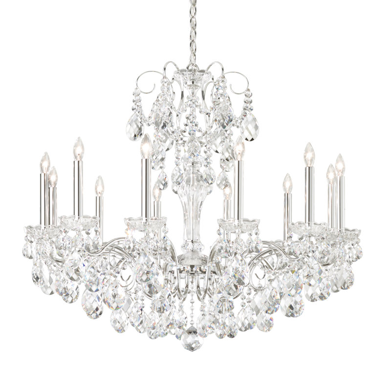 Sonatina 12 Light 34in x 29.5in Chandelier in Polished Gold with Clear Heritage Handcut Crystals, Silver