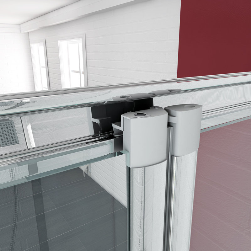 Fallinerlea 22860mm - W x 4699mm H Hinged Framed Shower Door with Clear Glass, 185cm H x 86cm W