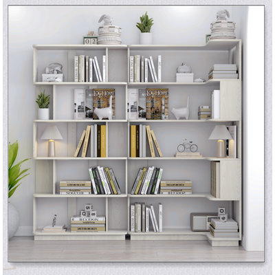 Bibliothèque de coin polyvalente et peu encombrante avec combinaison libre et extensible, ensemble de 2 tablettes de présentation en plusieurs couleurs pour des agencements flexibles