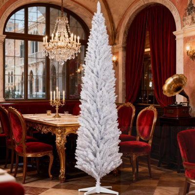 8ft Pencil Artificial Christmas Tree with Plastic Base