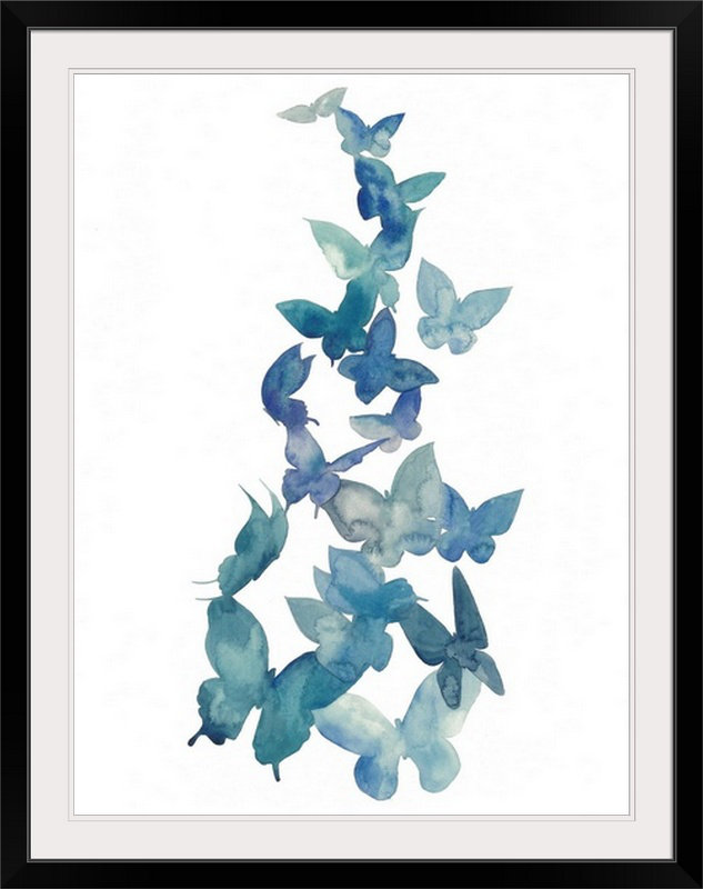 « ii », reproduction d’impression dépilée Butterfly Falls, Cadre noir, l 44 po x P 35 po x H 1 po