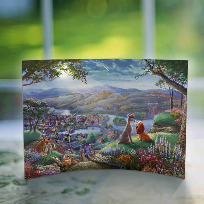 Impression sur acrylique incurvée Disney (Lady And The Tramp Falling In Love)