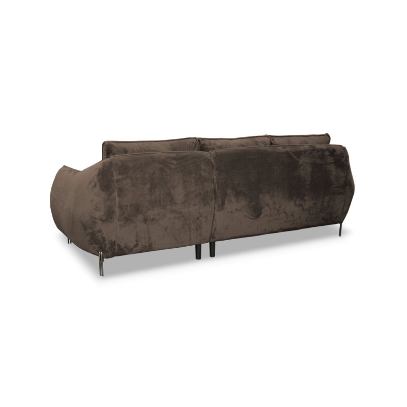 Adly 3 Seater Fabric Sofa & Chaise, Left Hand Facing, Brown