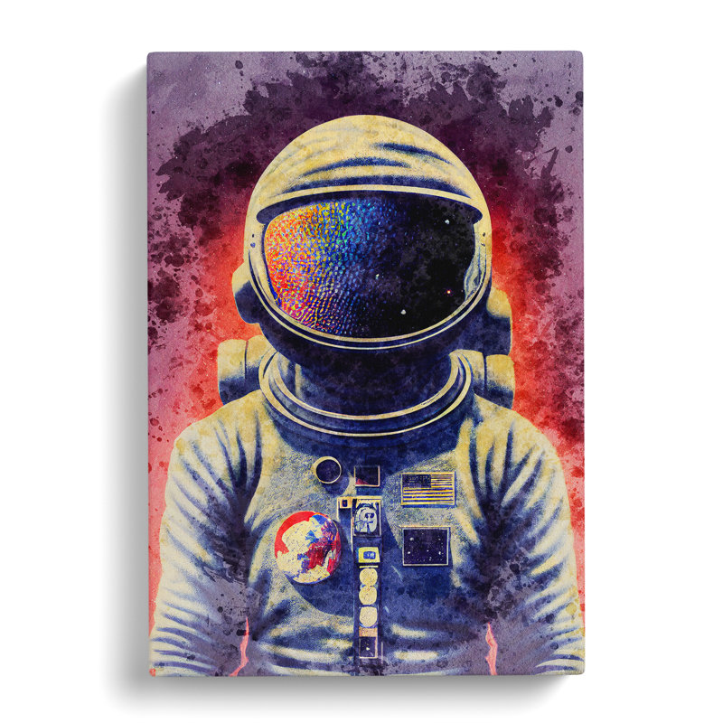 Astronaut In Watercolour No.2 - Wrapped Canvas Print, 60cm H x 40cm W x 3cm D