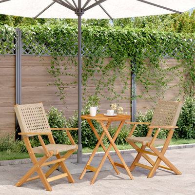 Burzell 2 - Person Wood Patio Dining Set with Round Table