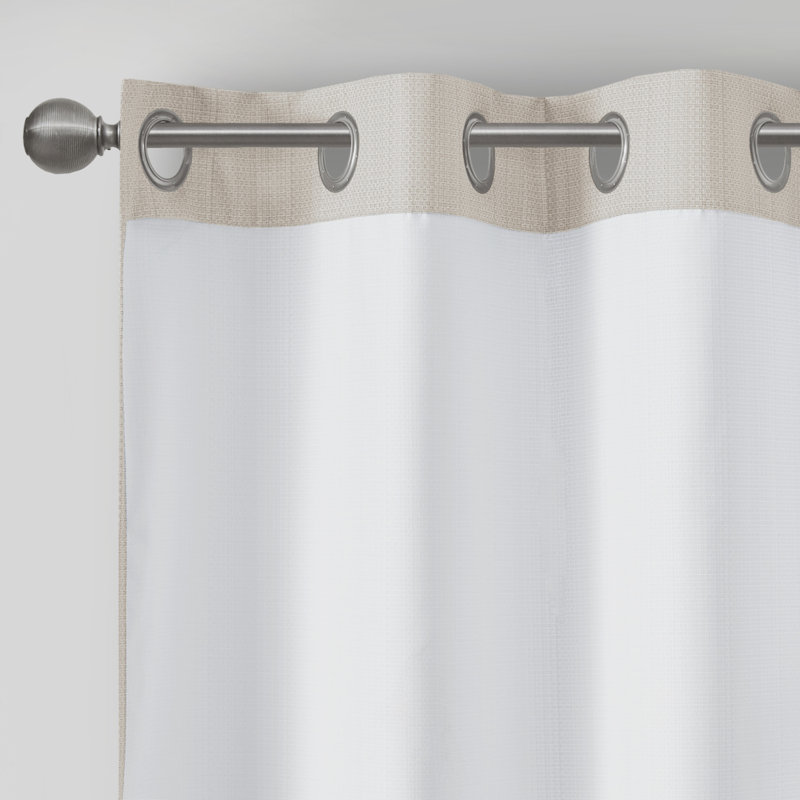 Ivory Room Darkening Grommet Top Polyester Curtain Panels