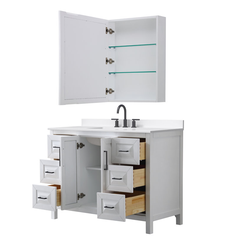 Daria 48'' W Vanity, Matte Black, White, Giotto Quartz