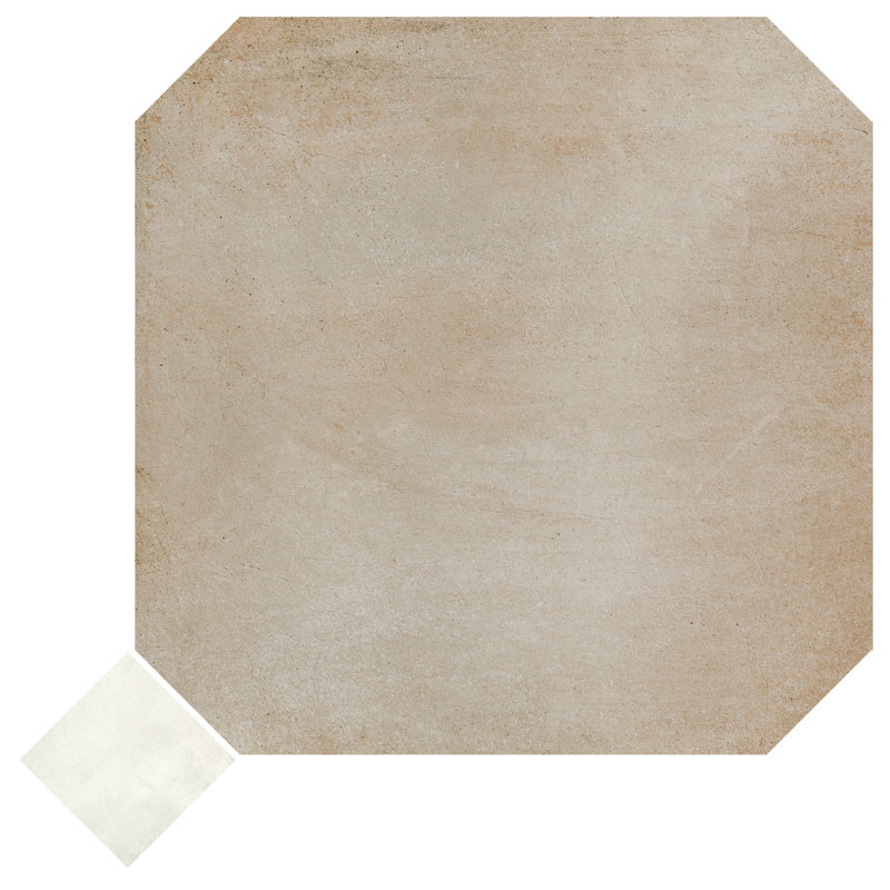 Laverton Octagon W/Taco 7-7/8 In. X 7-7/8 In. Porcelain Floor And Wall Tile, Beige/White