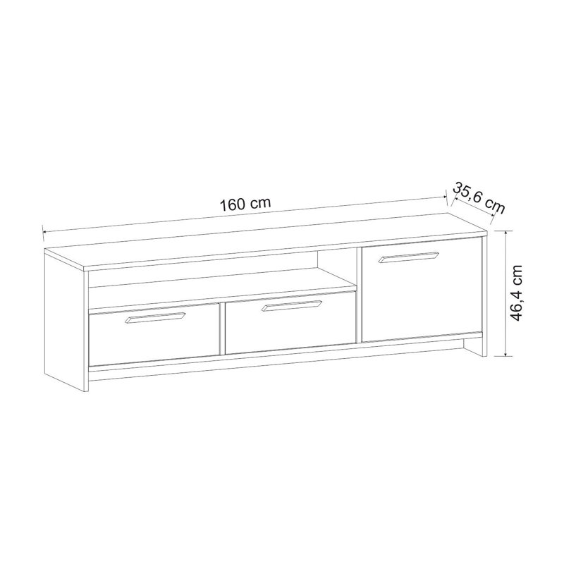 Meuble télé pour téléviseur de 75 po ou moins Conalin, Anthracite / chêne