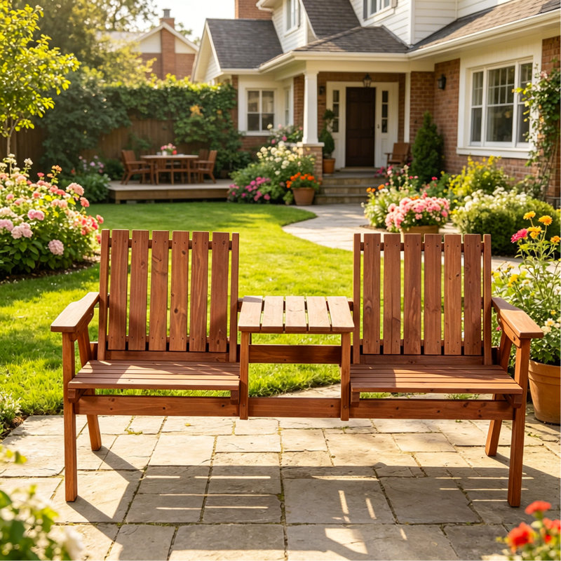 Banc d'extérieur, banc de véranda en bois, banc de jardin (sans le parasol)