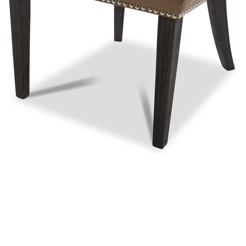 Fransisco Dining Chairs with Nailhead Trim, Faux leather Saddle Brown 