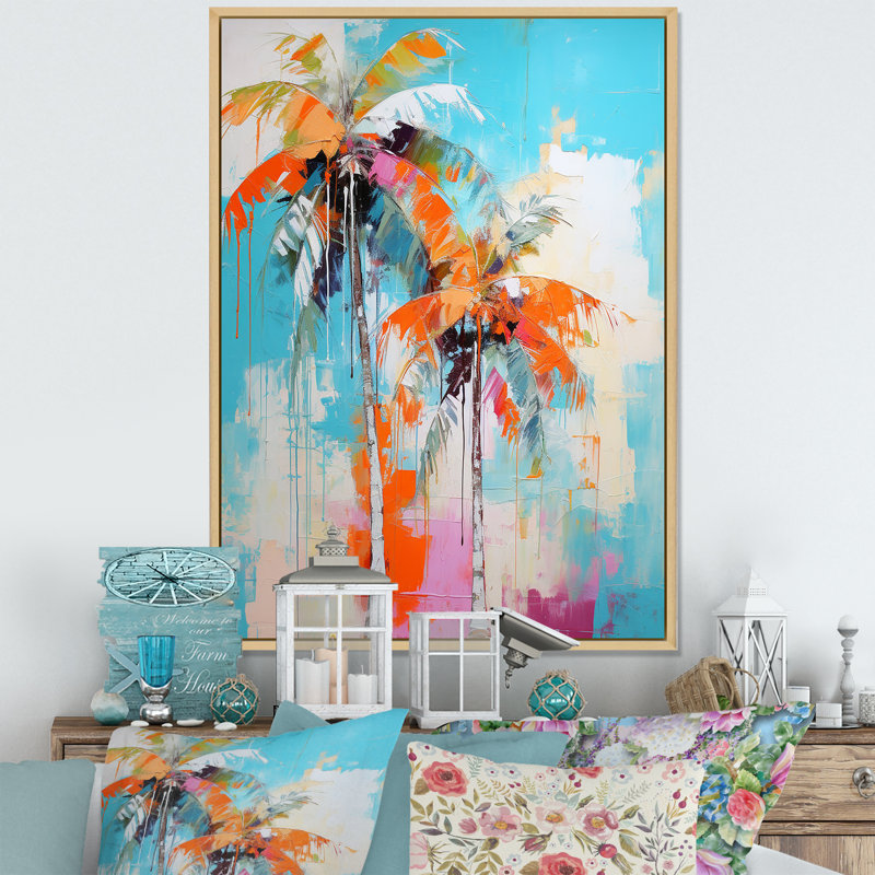 Ibarhim Palm Trees VI sur impression sur toile, H 40 po x l 30 po x P 1,5 po, Cadre naturel flottant