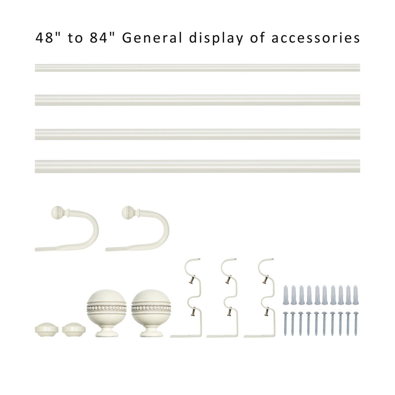 Tringle à rideaux double Camilah, Blanc, H 2,5 po x l 86 po x P 5,5 po