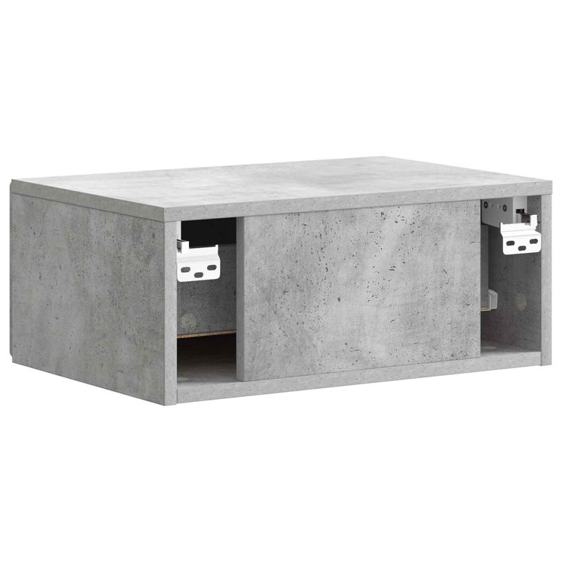 49cm W Manufactured Wood Bedside Table, Concrete Grey