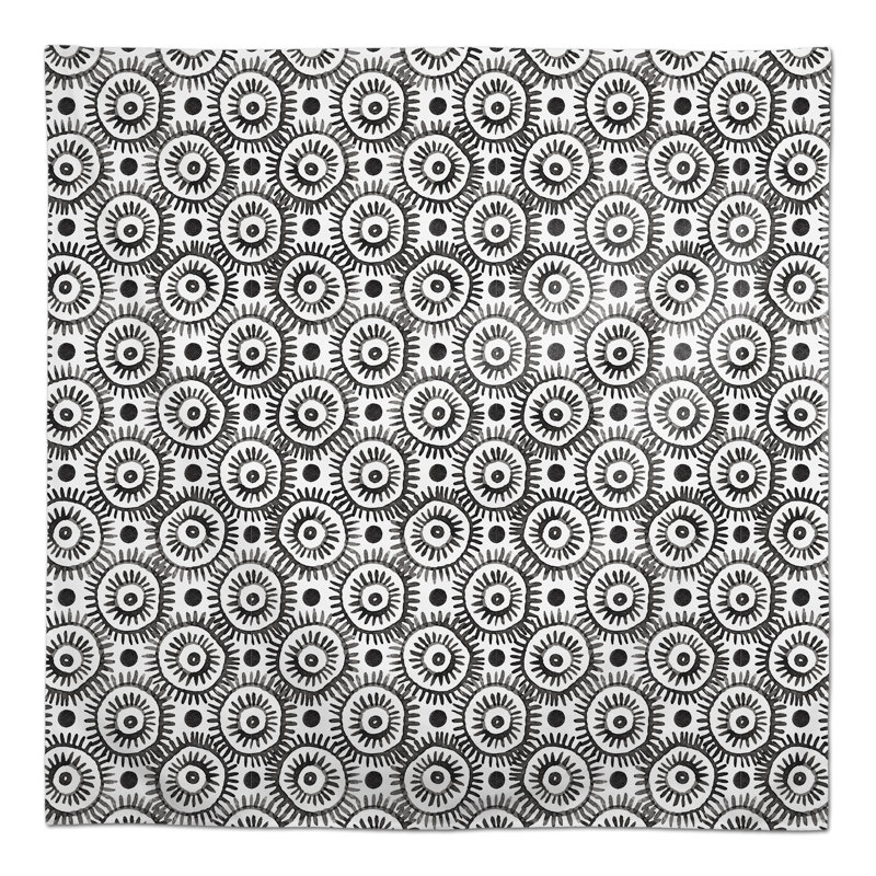 Geometric Square Tablecloth, Black