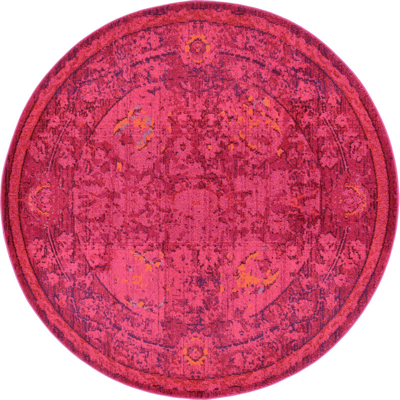 Tapis oriental rouge Nadene, Rond 6 pi 1 po