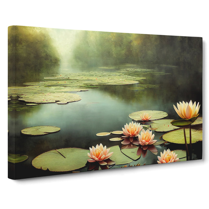 Misty Water Lily Pond - Wrapped Canvas, 35cm H x 50cm W x 3cm D