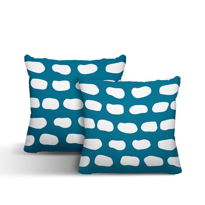 Oreiller carré intérieur / extérieur Aria Dash, L 15 po x H 15 po, Turquoise