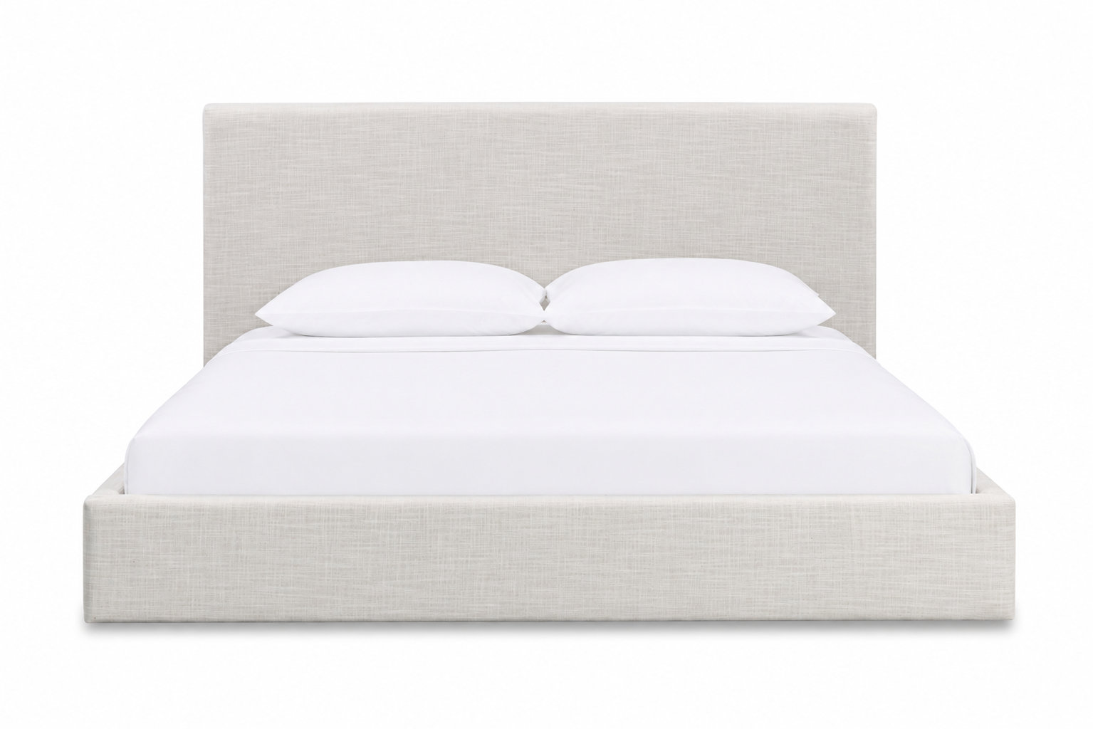 Mele Linen Upholstered Bed, White Linen, Queen
