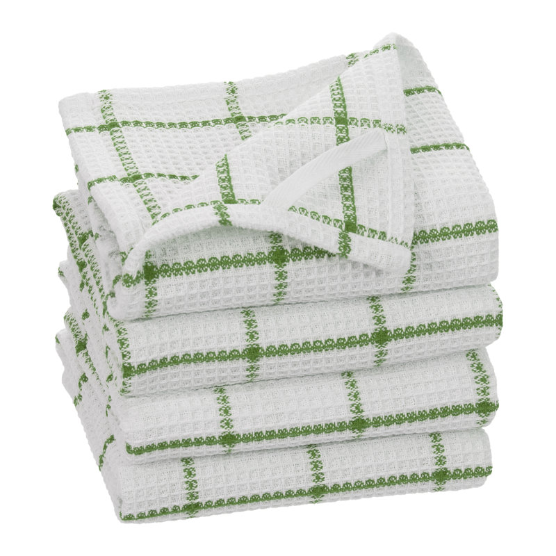 Cotton Waffle Tea Towel Kitchen Towel, Moss