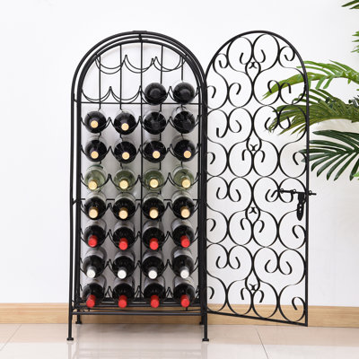 Armoire pour 35 bouteilles en fer forgé avec serrure - Noir