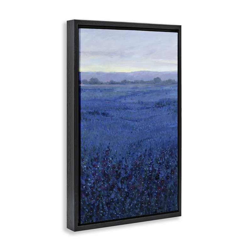 Toile flottante encadrée "Blue Country Fields" par Tim Ottoole, Cadre flottant noir de jais, H 31 po x l 21 po