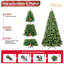 Arbre de Noël 6 pi en PVC pré-éclairé avec 300 lumières UL, 779 pointes, fil mémoire dépliable automatiquement, assemblage facile avec support en métal stable - arbre de Noël artificiel complet-118032885