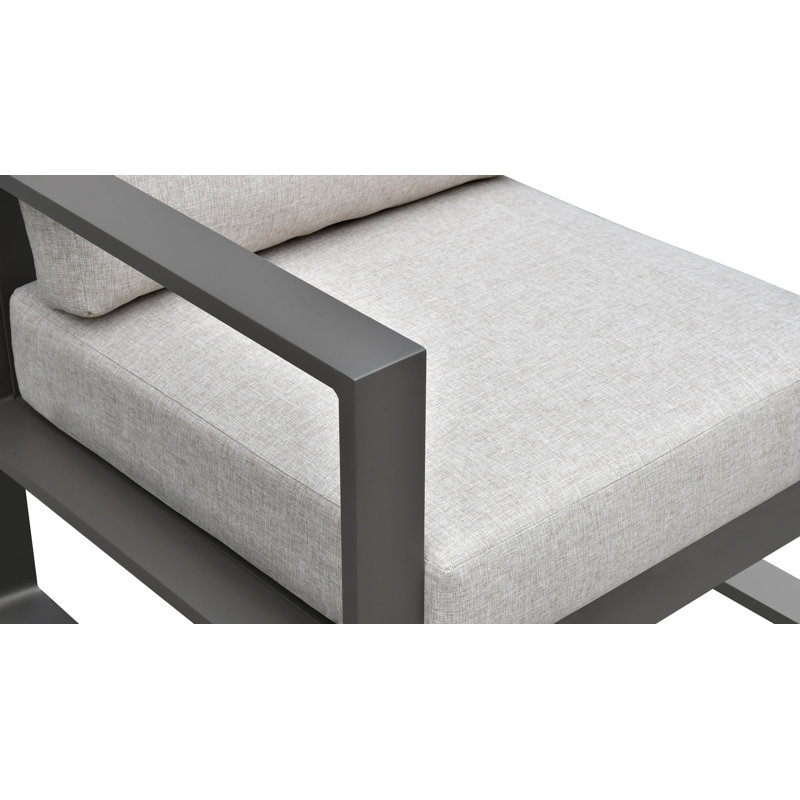 Fauteuil d'extérieur avec coussins Aulander, moka