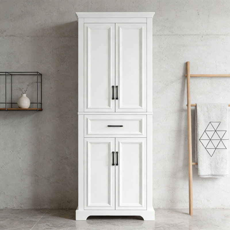 Meuble-lavabo autoportant de 70,8 po de conception moderne et élégante, 4 portes et 1 tiroir, rangement compact avec tablettes réglables