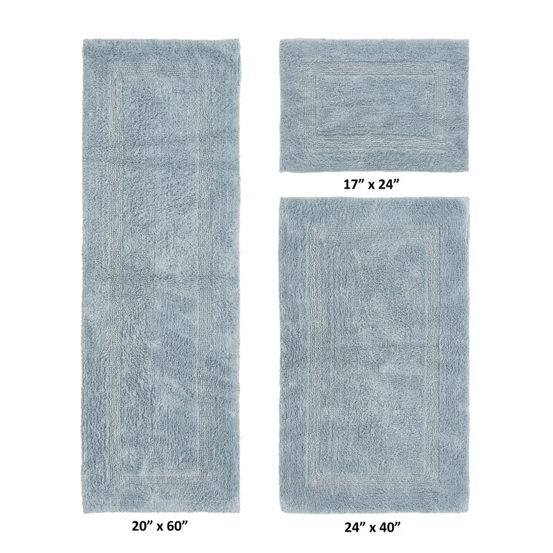 Annerose Premium 100% Cotton 3 Piece Bath Rug Sets, Machine Washable, Super Absorbent & Tufted Weave Reversible Bath Mat for Bathroom, Shower, and Tub, Oeko-Tex Certified Bathroom Rugs